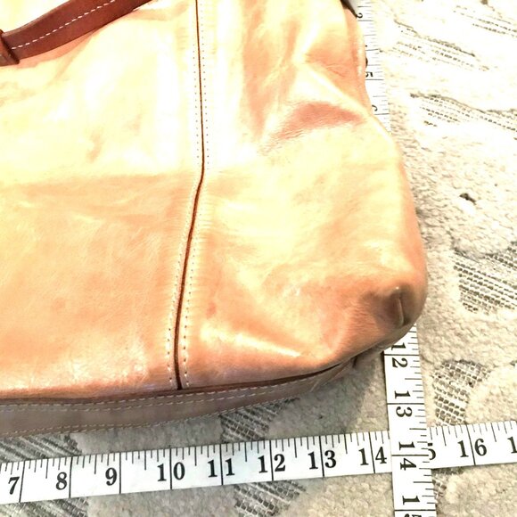 Cavalcanti Tan Leather Handmade Italian Shoulder Bag Interior Compartments 14X14 - Picture 13 of 16